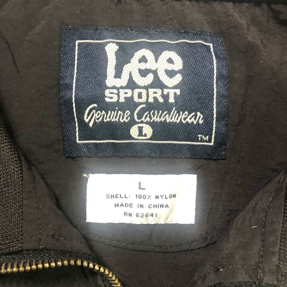 Vtg Lee Sport Nylon Windbreaker Dark Brown Size L - Picture 3 of 6
